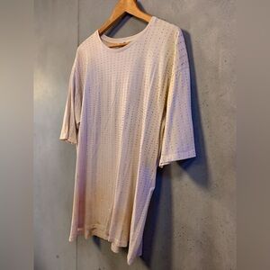 Top Shop Cream Rhinestone Studded Oversized Short Sleeve Tee
